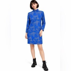 Hunter Bell Dress | Blue textured long sleeve dress | blue vintage style dress